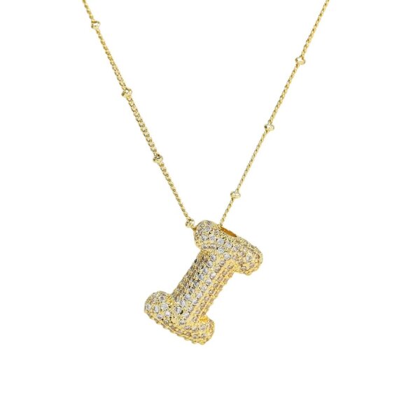 Gold Filled CZ Initial Bubble Necklace - Picture 5 of 11
